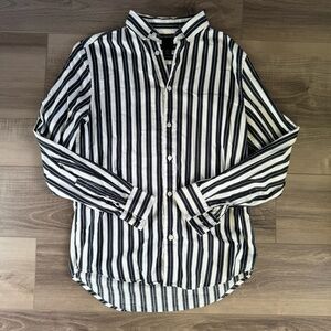 Black and White Striped Men's Shirt